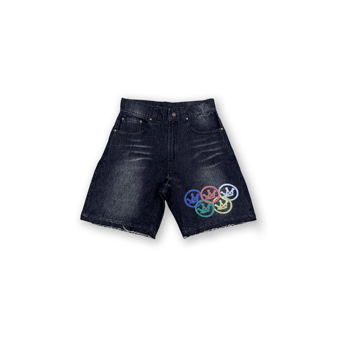 Black Olympic Denim Shorts